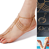 Auspicious Cloud Alloy Curb Chain Multi-Layered Tassel Toe Ring Anklets for Women FS-WG4B6F6-01-2