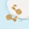304 Stainless Steel Dangle Leaf Stud Earrings EJEW-F393-05G-3