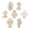 35Pcs 7 Styles Wedding Theme Wooden Huggie Pendants WOOD-CJ0002-07-1