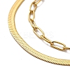 304 Stainless Steel Paperclip & Herringbone Chains Double Layer Necklace for Men Women LS-NJEW-E046-01G-2