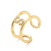 Clear Cubic Zirconia Initial Letter Open Cuff Ring RJEW-A012-01G-S-3