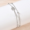 Brass Micro Pave Clear Cubic Zirconia Key Link 2-Strand Bracelets KK-CBA6980-20P-3