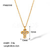 Vintage Cross 304 Stainless Steel Rhinestones Pendant Necklaces for Women UH6931-1-2