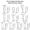 10Pcs 10 Styles 304 Stainless Steel Keychain Clasp Findings FIND-CJ0002-80-2