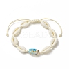 Narural Cowrie Shell Braided Bead Anklet for Women AJEW-AN00527-03-1
