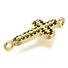 Brass Pave Black Cubic Zirconia Connector Charms KK-M101-02C-G01-2