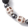 Halloween Skull Synthetic Turquoise & Round Lava Rock & Synthetic Non-Magnetic Hematite Beaded Stretch Bracelets for Women BJEW-JB10656-01-2