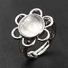 Natural Quartz Crystal Adjustable Rings RJEW-P043-01P-19-5