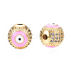 Brass Micro Pave Cubic Zirconia Beads KK-N227-88-4