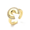 Brass Micro Pave Cubic Zirconia Open Cuff Rings RJEW-V009-11G-4
