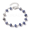 Rondelle Natural Blue Spot Jasper Links Bracelets & Necklaces Sets SJEW-JS01295-03-4
