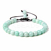 Natural Dyed Gemstone Round Bead Adjustable Braided Bracelets UO3136-21-1