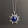Natural Lapis Lazuli Sun Pendant Alloy Chain Vintage Necklaces LS-WB3716-15-1