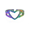 304 Stainless Steel Hollow Heart Cuff Ring RJEW-N038-053-2