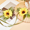 4Pcs Cloth Imitation Sunflower Wrist Corsages AJEW-CP0008-43-3
