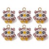 Faceted Round Natural Black Spinel and Glass Beaded Animal Pendants PALLOY-MZ01178-2