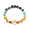 Dyed Natural & Synthetic Mixed Gemstone & Brass Virgin Mary Beaded Stretch Bracelet BJEW-JB09321-1