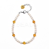 Natural Citrine(Dyed & Heated) Beaded Bracelets BJEW-JB05313-01-1