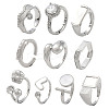 10Pcs 10 Styles Brass Adjustable Rings & Open Cuff Rings Set RJEW-A039-02P-1