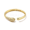Green Cubic Zirconia Leopard Open Cuff Bangle BJEW-P281-06G-2