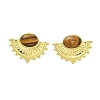 304 Stainless Steel Natural Tiger Eye Boho Stud Earrings EJEW-S244-01G-M-1