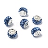Polymer Clay Rhinestone European Large Hole Beads with Silver Color Plated Brass Cores FPDL-R002-08-1