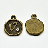 Antique Bronze Plated Alloy Rhinestone Charms ALRI-J152-V-NF-1