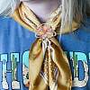2Pcs 2 Styles Flower Alloy Rhinestone Scarf Clips AJEW-LP0002-09-3