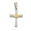Ion Plating(IP) 304 Stainless Steel Cubic Zirconia Pendants STAS-C102-05GP-1