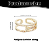 1Pc Brass Micro Pave Clear Cubic Zirconia Cuff Rings RJEW-LP0004-08-3