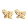 Brass Micro Pave Clear Cubic Zirconia Stud Earrings EJEW-F400-02A-G-2