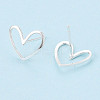 Brass Heart Stud Earrings KK-S348-124S-2