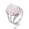 Adjustable Faceted Natural Rose Quartz Finger Rings RJEW-I068-B08-1-1