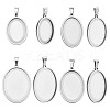 8Pcs 4 Styles Stainless Steel Pendant Cabochon Settings STAS-NB0002-03-1