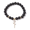 Natural Lava Rock Beaded Stretch Bracelets BJEW-JB11000-02-1