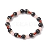 Natural Red Jasper & Black Onyx(Dyed & Heated) & Luminous Acrylic Beaded Stretch Bracelets for Women Men BJEW-JB10502-1