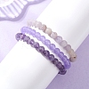3Pcs Natural Amethyst & Dyed Malaysia Jade & Lavender Amethyst Round Beaded Stretch Bracelets for Women BJEW-JB12835-2