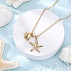 Summer Beach 304 Stainless Steel Starfish Shell Shape Pendant Necklaces NJEW-TA00200-1