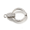 Brass Micro Pave Clear Cubic Zirconia Fold Over Clasps KK-H480-28P-1
