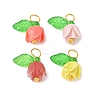 4Pcs 4 Colors Rose Flower Shape Synthetic Shell Charms PALLOY-JF03862-S-1