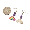 Rainbow Alloy Enamel & Natural Amethyst Dangle Earrings for Women EJEW-JE05923-3