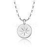Vintage S925 Silver Eight-pointed Star Coin Pendant Necklace Retro Style MV8352-1-1