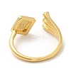 Rack Plating Brass Rhombus Open Cuff Rings with Cubic Zirconia RJEW-D008-11G-3