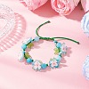 3Pcs Floral Acrylic Beads Braided Bead Bracelets for Women BJEW-MZ00184-7