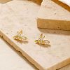 Mini 3D Willow Leaf Brass Clear Cubic Zirconia Stud Earrings Fashion Accessories NO4819-4