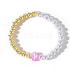 Summer Vacation Style Brass and Plastic Imitation Pearl Bead Bracelet for Women OF8500-1-1