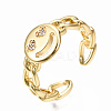 Flat Round Brass Micro Pave Cubic Zirconia Cuff Rings RJEW-N035-001-NF-5