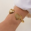 304 Stainless Steel Heart Cuff Bangles for Women LS-BJEW-A154-01B-G-1