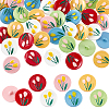 60Pcs 6 Colors 1-Hole Spray Painted ABS Plastic Buttons BUTT-PH0001-65A-1