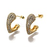 Brass Micro Pave Clear Cubic Zirconia Stud Earrings for Women EJEW-U056-01A-G-4